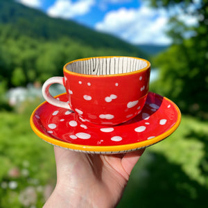 Mushroom Teacup and Saucer Set