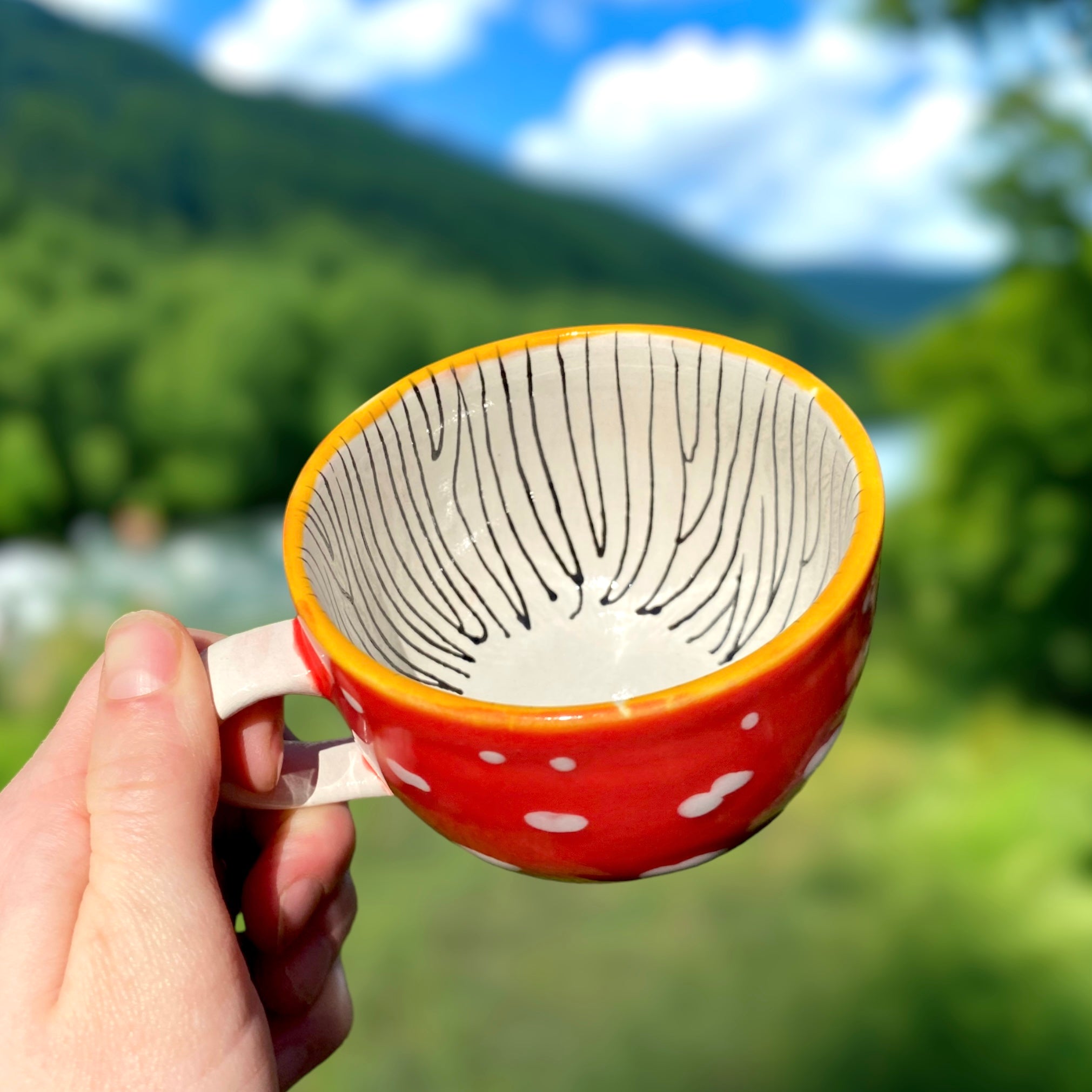 Ombre Mushroom Teacup and Saucer Set