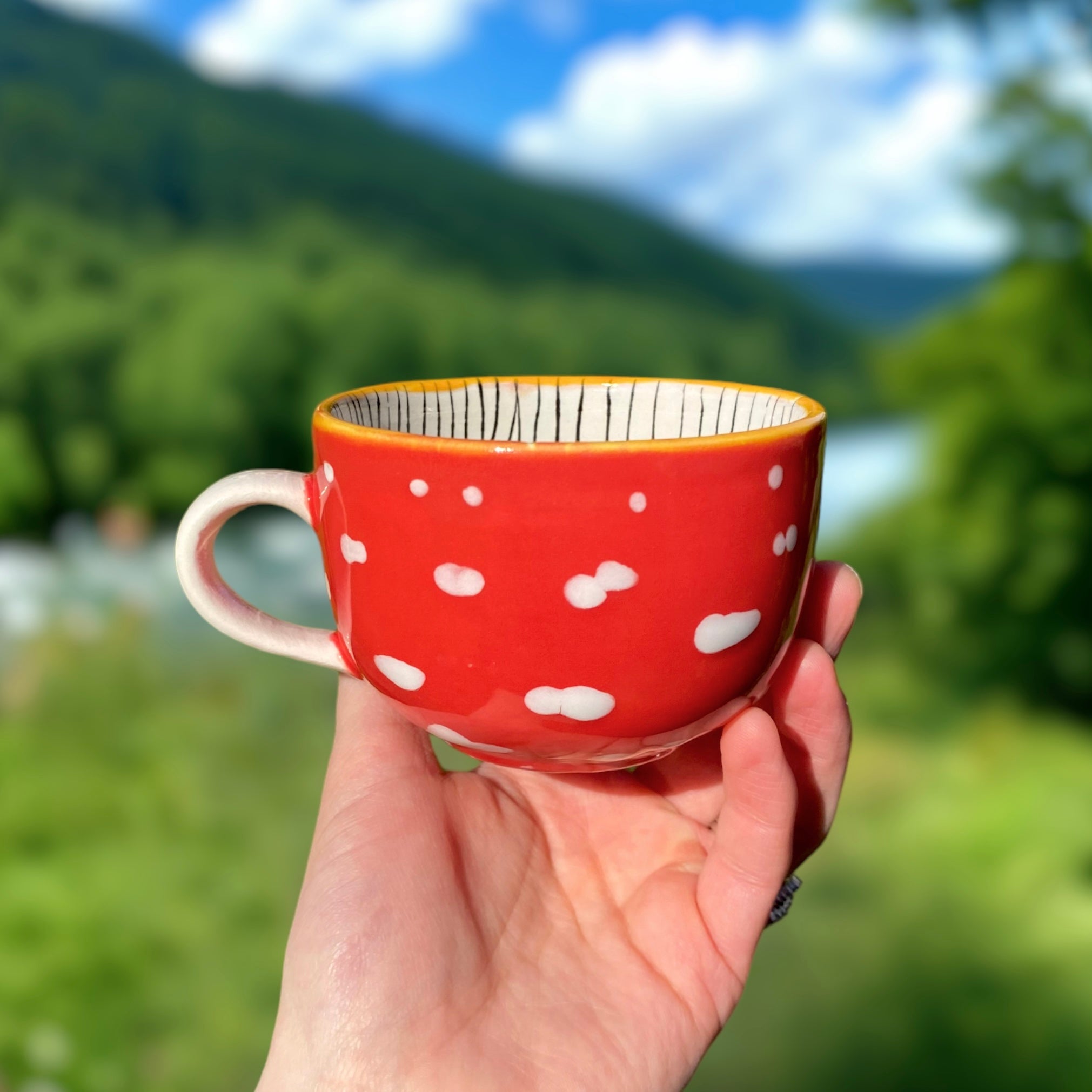 Ombre Mushroom Teacup and Saucer Set