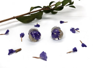 Purple and White Flower Resin Plugs | Groovy Opal, LLC.
