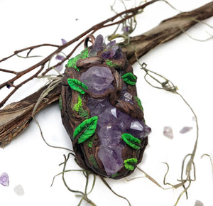 Amethyst Polymer Clay Wood Nature Branches Necklace | Groovy Opal, LLC.