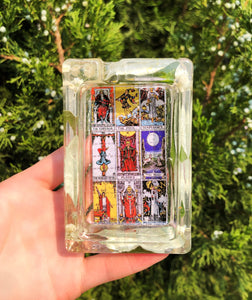 Tarot Card Blotter Ashtray With Leaves or Mushrooms | Groovy Opal, LLC.