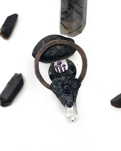Black and Purple Gothic Obsidian Mushroom Pendant | Groovy Opal, LLC.