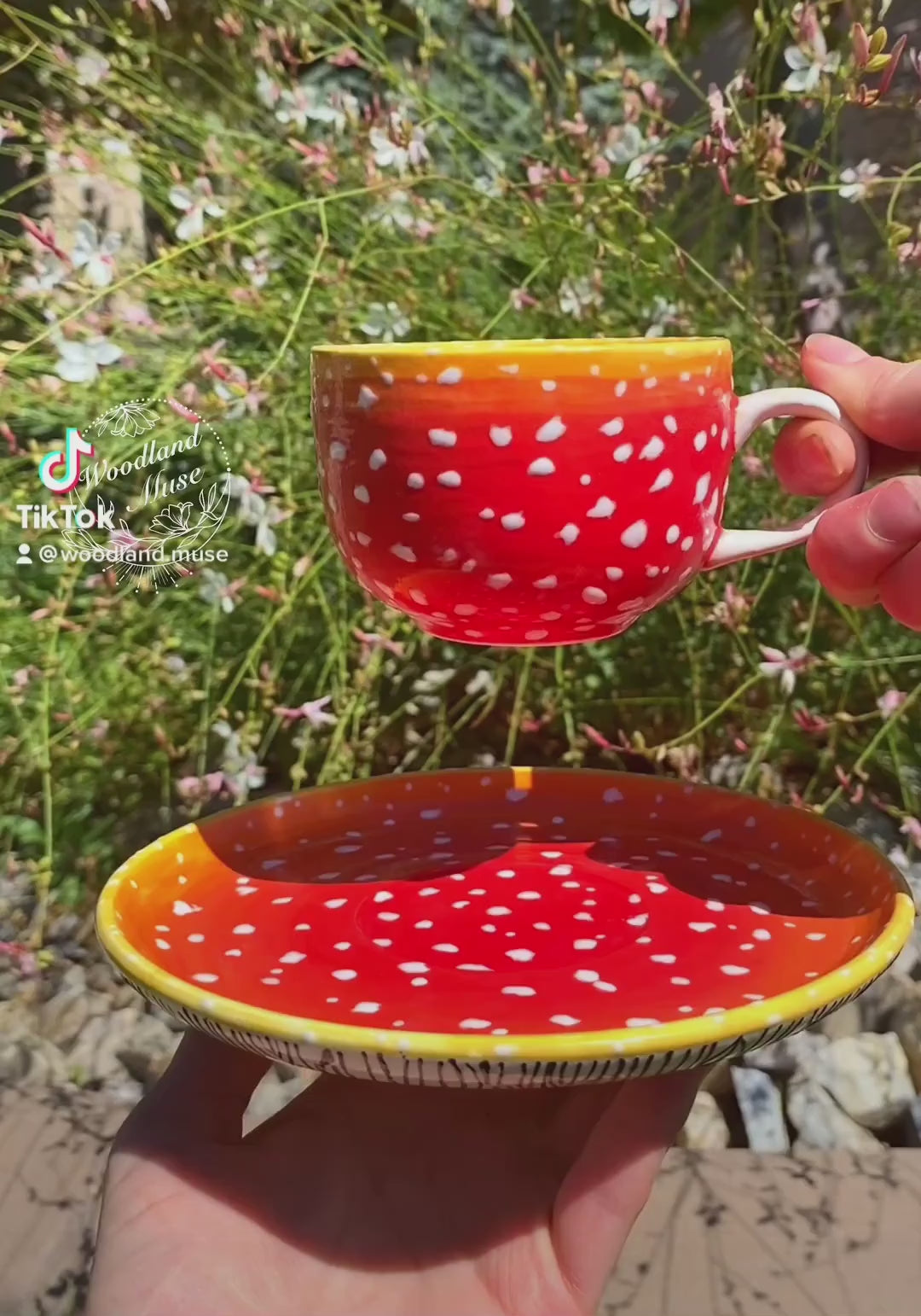 Ombre Mushroom Teacup and Saucer Set