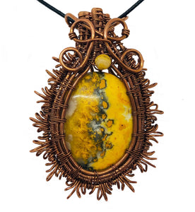 Bumble Bee Jasper Wired Wrapped Pendant | Groovy Opal, LLC.