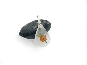 Small Orange Wildflower Pendant | Groovy Opal, LLC.