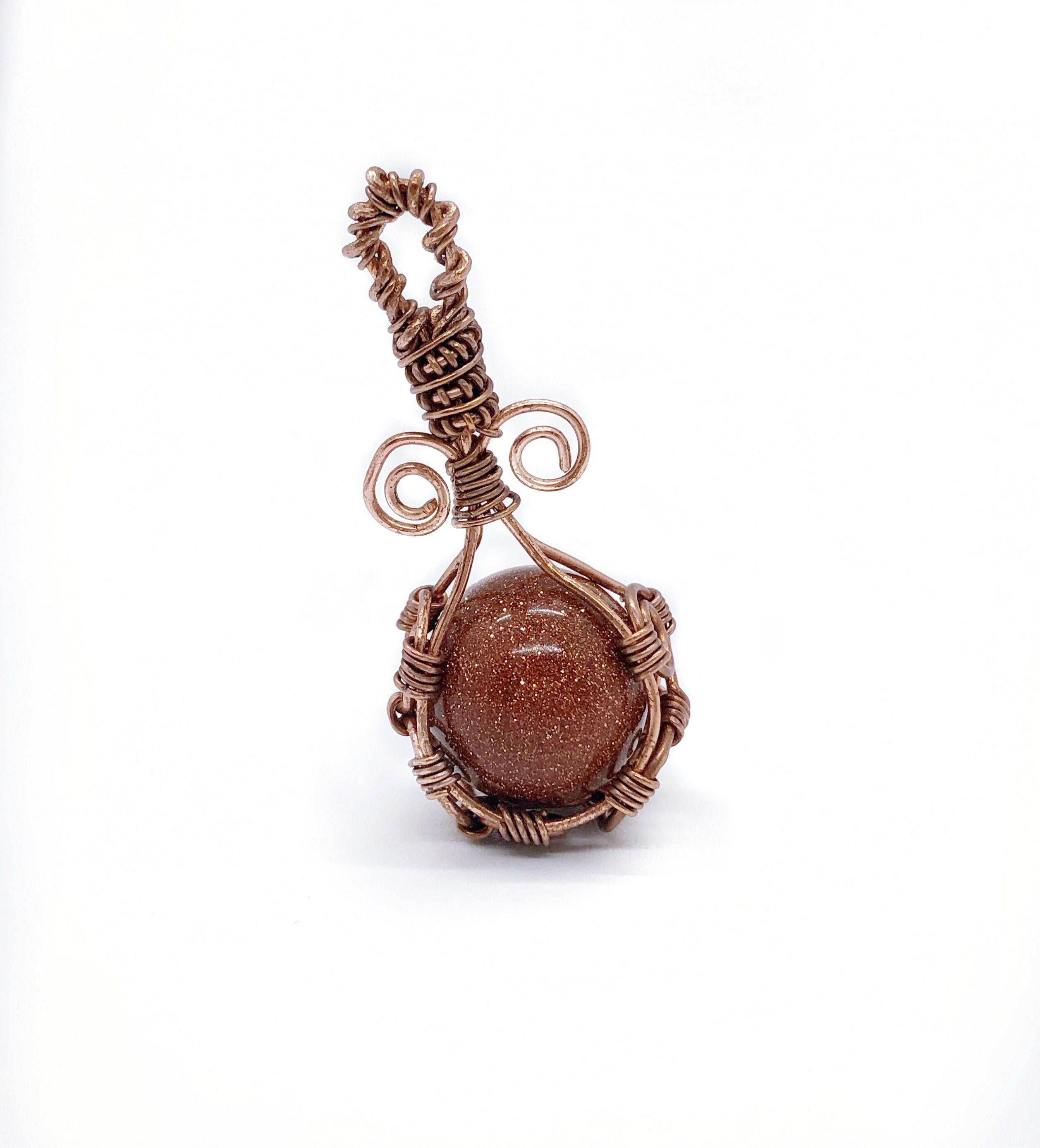 Goldstone Wire Wrapped Copper Pendant | Groovy Opal, LLC.