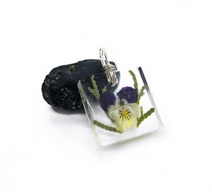 Pansy Sterling Silver Wire Wrapped Pendant | Groovy Opal, LLC.