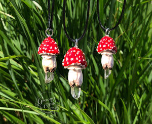 Red Fly Agaric Mushroom Necklace Pendant | Groovy Opal, LLC.