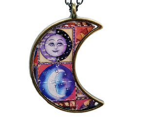 Blotter Art Crescent Moon Pendant | Groovy Opal, LLC.